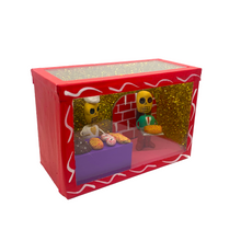 Load image into Gallery viewer, Handmade Window Shadow Box Nicho - Panaderia Shadow Boxes Mexico CC Red Wood Box - Sr. Panadero / Man Customer