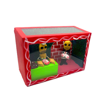 Load image into Gallery viewer, Handmade Window Shadow Box Nicho - Panaderia Shadow Boxes Mexico CC Red Wood Box - Sra. Panadera / Man Customer