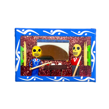 Load image into Gallery viewer, Handmade Window Shadow Box Nicho - Pool / Billar Shadow Boxes Mexico CC Blue Wood Box