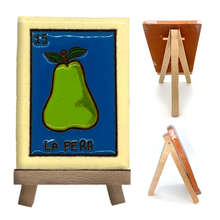 Load image into Gallery viewer, Mexican Handmade Clay Loteria Tile and Stand Tile Mexico No. 15 "La Pera"