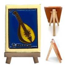 Load image into Gallery viewer, Mexican Handmade Clay Loteria Tile and Stand Tile Mexico No. 17 "El Bandolon"