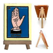 Load image into Gallery viewer, Handmade Clay Loteria Tile and Stand Tile Mexico No. 21 "La Mano"