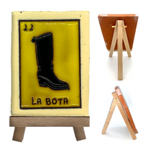 Load image into Gallery viewer, Handmade Clay Loteria Tile and Stand Tile Mexico No. 22 "La Bota"