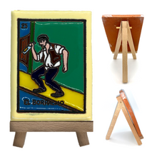 Load image into Gallery viewer, Handmade Clay Loteria Tile and Stand Tile Mexico No. 25 "El Borracho"