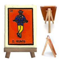 Load image into Gallery viewer, Handmade Clay Loteria Tile and Stand Tile Mexico No. 26 "El Negrito"
