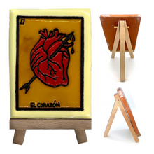 Load image into Gallery viewer, Handmade Clay Loteria Tile and Stand Tile Mexico No. 27 "EL Corazón"