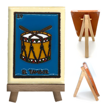 Load image into Gallery viewer, Handmade Clay Loteria Tile and Stand Tile Mexico No. 29 "El Tambor"