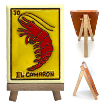 Load image into Gallery viewer, Handmade Clay Loteria Tile and Stand Tile Mexico No. 30 "El Camaron"