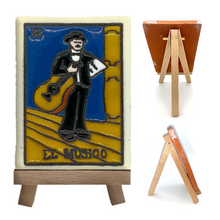 Load image into Gallery viewer, Handmade Clay Loteria Tile and Stand Tile Mexico No. 32 "El Musico"