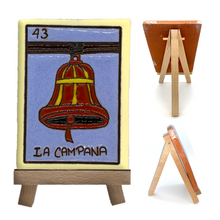 Load image into Gallery viewer, Handmade Clay Loteria Tile and Stand Tile Mexico No. 43 "La Campana"