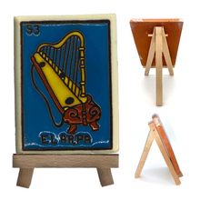 Load image into Gallery viewer, Handmade Clay Loteria Tile and Stand Tile Mexico No. 53 "El Arpa"