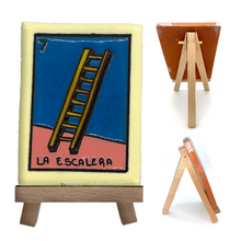 Load image into Gallery viewer, Mexican Handmade Clay Loteria Tile and Stand Tile Mexico No. 7 "La Escalera"