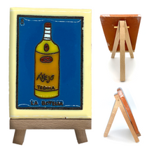 Load image into Gallery viewer, Mexican Handmade Clay Loteria Tile and Stand Tile Mexico No. 8 "La Botella"