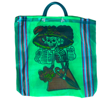 Load image into Gallery viewer, Mercado Mesh Tote Bags Totes & Purses Mexico Catrina Green