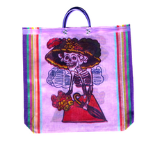 Load image into Gallery viewer, Mercado Mesh Tote Bags Totes & Purses Mexico Catrina Lavender