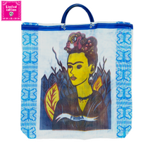 Load image into Gallery viewer, Mercado Mesh Tote Bags Totes & Purses Mexico Frida Blue Mariposa