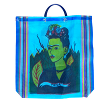Load image into Gallery viewer, Mercado Mesh Tote Bags Totes & Purses Mexico Frida Blue