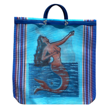 Load image into Gallery viewer, Mercado Mesh Tote Bags Totes & Purses Mexico Sirena Blue