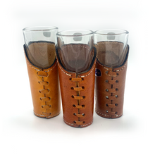 Load image into Gallery viewer, Handmade Mexican Leather Tequila Shot Glass (3-Pack) Bar Goods Mexico