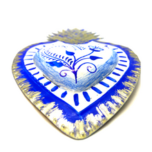 Load image into Gallery viewer, Handmade Tin Mexican Talavera 3D Wall Art Tin Milagro Hearts Mexico