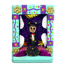 Load image into Gallery viewer, Handmade Shadow Box Nicho - Mariachi "El Gavilancillo" Shadow Boxes Mexico CC Coral Wood Box