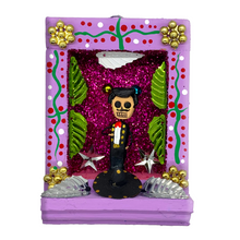 Load image into Gallery viewer, Handmade Shadow Box Nicho - Mariachi "El Gavilancillo" Shadow Boxes Mexico CC Purple Wood Box
