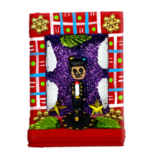 Load image into Gallery viewer, Handmade Shadow Box Nicho - Mariachi "El Gavilancillo" Shadow Boxes Mexico CC Red Wood Box