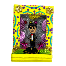 Load image into Gallery viewer, Handmade Shadow Box Nicho - Mariachi "El Gavilancillo" Shadow Boxes Mexico CC Yellow Wood Box