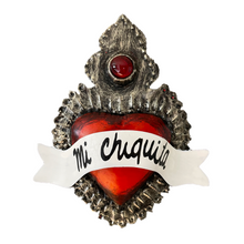 Load image into Gallery viewer, Handmade Frida 3D Tin Hearts Tin Milagro Hearts Mexico
