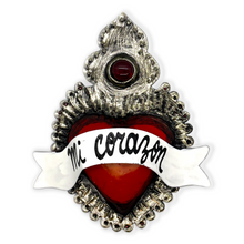 Load image into Gallery viewer, Handmade Frida 3D Tin Hearts Tin Milagro Hearts Mexico Mi Corazon - Spade/Ruby