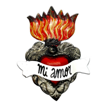 Load image into Gallery viewer, Handmade Frida 3D Tin Hearts Tin Milagro Hearts Mexico