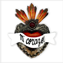 Load image into Gallery viewer, Handmade Frida 3D Tin Hearts Tin Milagro Hearts Mexico