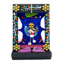 Load image into Gallery viewer, Handmade Shadow Box Nicho - Mariachi "Cielito Lindo" Shadow Boxes Mexico CC Black Wood Box