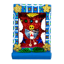 Load image into Gallery viewer, Handmade Shadow Box Nicho - Mariachi "Cielito Lindo" Shadow Boxes Mexico CC Blue Wood Box