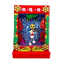 Load image into Gallery viewer, Handmade Shadow Box Nicho - Mariachi "Cielito Lindo" Shadow Boxes Mexico CC Red Wood Box