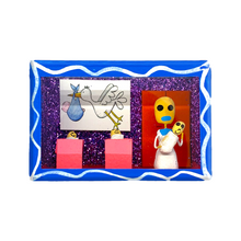 Load image into Gallery viewer, Handmade Window Shadow Box Nicho - Recien Nacidos (Baby) Shadow Boxes Mexico CC Blue Wood Box