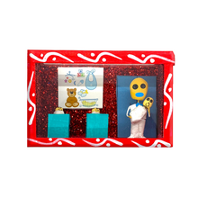 Load image into Gallery viewer, Handmade Window Shadow Box Nicho - Recien Nacidos (Baby) Shadow Boxes Mexico CC Red Wood Box