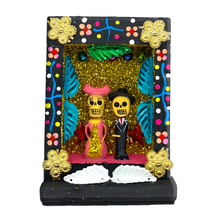 Load image into Gallery viewer, Handmade Shadow Box Nicho - Catrina y Catrin Shadow Boxes Mexico CC Black Wood Box