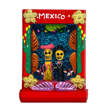 Load image into Gallery viewer, Handmade Shadow Box Nicho - Catrina y Catrin Shadow Boxes Mexico CC