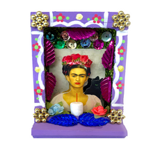 Load image into Gallery viewer, Handmade Shadow Box Nicho - Frida Candle Shadow Boxes Mexico CC Lavender Wood Box A