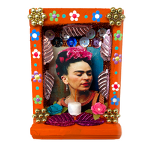 Load image into Gallery viewer, Handmade Shadow Box Nicho - Frida Candle Shadow Boxes Mexico CC Orange Wood Box F