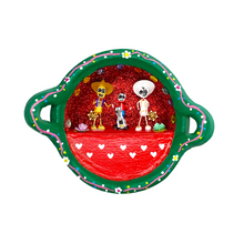 Load image into Gallery viewer, Handmade Mexican Cazuela Art - Coco Art & Decor Mexico Green Cazuela
