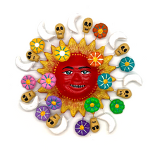 Load image into Gallery viewer, Handmade Sol Mexicano de Barro - Mexican Clay Sun Art & Decor Mexico Red Face