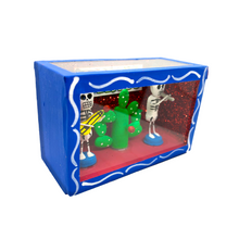 Load image into Gallery viewer, Handmade Window Shadow Box Nicho -  Mexican Nopal Calacas (Skeletons) Shadow Boxes Mexico CC