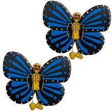 Load image into Gallery viewer, Handmade Jumbo Mariposa Butterfly Magnets (Calaca 2 Pack) Art & Decor Mexico Calaca Blue