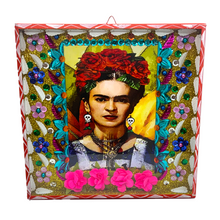 Load image into Gallery viewer, Handmade Jumbo Framed Frida Wall Art Piece Art & Decor Mexico Red Wood Frame - Rose Crown