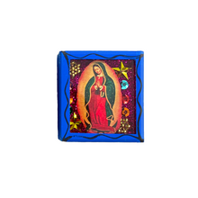 Load image into Gallery viewer, Handmade Wood Portrait Nicho Magnet - Virgen de Guadalupe Shadow Boxes Mexico