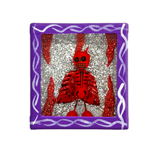 Load image into Gallery viewer, Handmade Wood Portrait Nicho Magnet - Diablito Calaca Shadow Boxes Mexico Lilac Wood Box