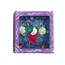 Load image into Gallery viewer, Handmade Wood Portrait Nicho Magnet - Loteria Images Shadow Boxes Mexico La Bandera - Lilac Wood Box