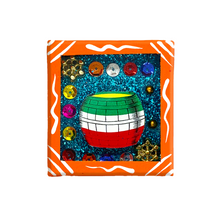 Load image into Gallery viewer, Handmade Wood Portrait Nicho Magnet - Loteria Images Shadow Boxes Mexico El Barril - Orange Wood Box